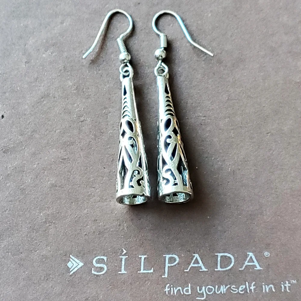 Silpada 925 Sterling Silver Cone Filigree Earrings W1159